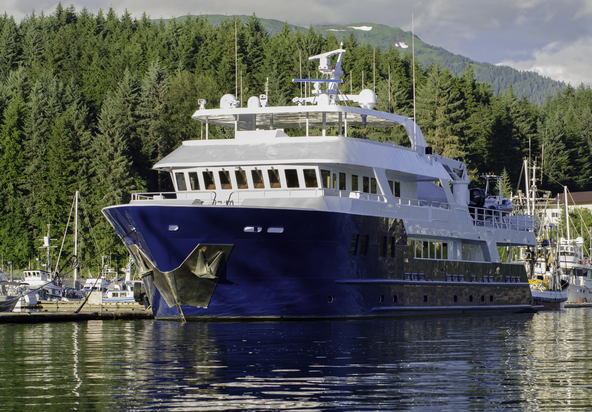 Expedition yacht at anchor, Alaska